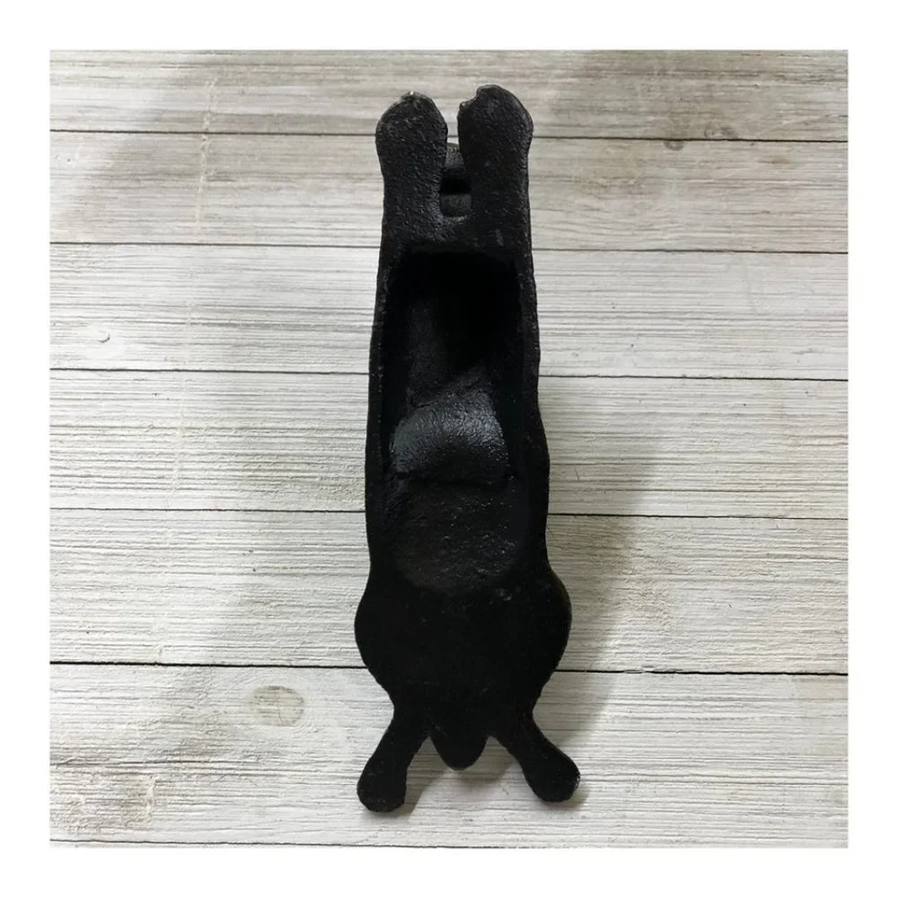 Antique Vintage Style Cast Iron Door Stop Rabbit Hare Wedge Rustic Black - Picture 7 of 11